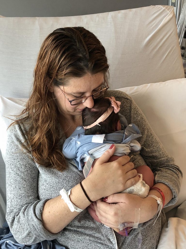 Katie and Baby Luna at the hospital