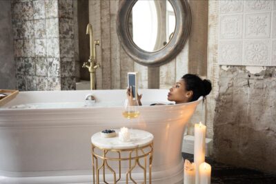 Woman Enjoying a Bath Self Care