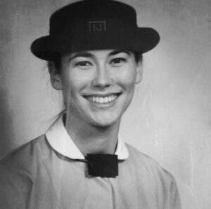 Emma Hopkinson Wearing Norland Nanny Uniform