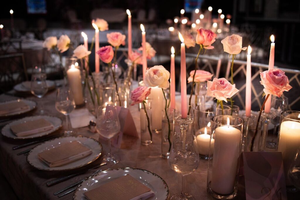 Table Set For Valentine's Day For Group