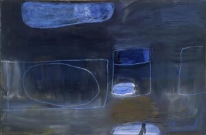 William Scott, Blue, Grey, Blue, 1960, Oil on canvas, 48 x 73