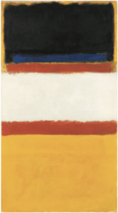 Mark Rothko, Untitled (Red, Yellow, Blue, Black and White), 1950, Oil on canvas, 67 1/2” x 38 1/4” Courtesy of a private collection. 