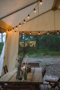 Farm Table In Glamping Tent