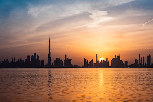 Dubai Skyline At Sunset