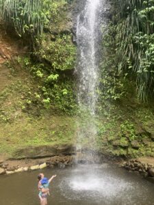 Kate And Nanny Kid Next To Waterfall 