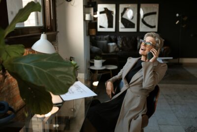 Person on the phone in a family office setting