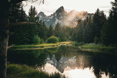 Lake And Mountains In Wyoming