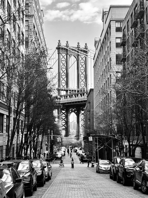 Manhattan Bridge Framed by Brooklyn Buildings